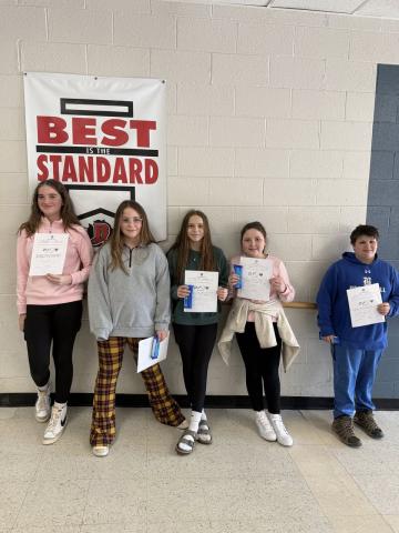 6th Grade students Emma Beasley, Kamryn Cole, Marlee Weaver, Cheyenne Heath, Dillon Atkins