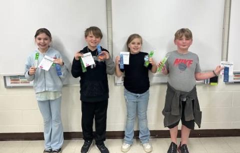 🏆 4th Grade 1st Place Winners: Declane Faulkner, Kenzlee Nicely, Haydon Cooke, Ellee Yadon.