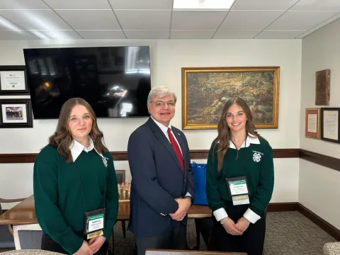 Our District 36 Representative, Dennis Powers, emphasized to Union County sisters, Madeleine (left) and Annabelle (right) Groce how important it is to him to hear from the people in his counties regarding the issues that are a significant to them.   
