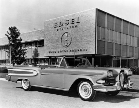 1957 Edsel in front of the Edsel Division