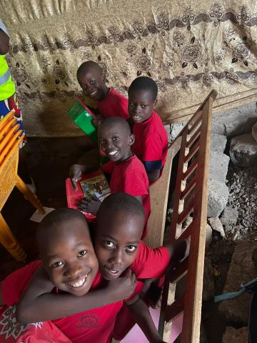 Amie Winstead,  Area Coordinator for the project, traveled to Nairobi, Kenya, this summer.  This photo was taken after a distribution event where children received shoeboxes and heard of Jesus' love for them...some for the very first time.