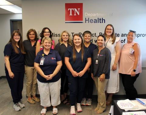 Photo by Haley Summers, MPH | Assessment and Planning Coordinator | Public Information Officer Left to Right: Mackenzie Graves, Karen Cameron, Garnet Southerland, Lisa Lee, Ariel Sherrod, Haley Waller, Ashton Trent, Jill Jones, Anna Marie Cooksey, and Melissa Logan