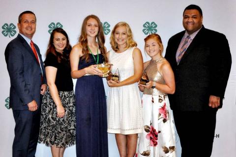 Allyson Hanna (fourth from left) won her division at the State 4-H Round-Up. 