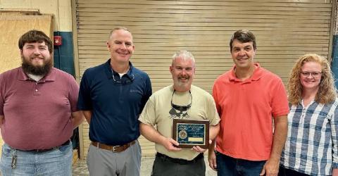 Photo Submited by Union County Public Schools Josh Tharpe, Bryan Shoffner, Isaac Collins, John Fugate, Joanie Brock at the annual CTE end of year banquet in May 2024.