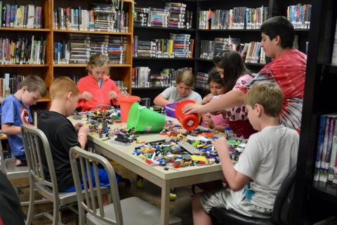 Kids build with Legos at Maynardville Public Library's Summer Reading.