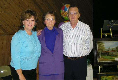 L to R: Daughter Betty Bullen, Irene Hamilton and Son Robert Hamilton at her party.