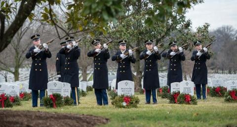 Rifle Volley in Veterans cemetery Rifle Volley