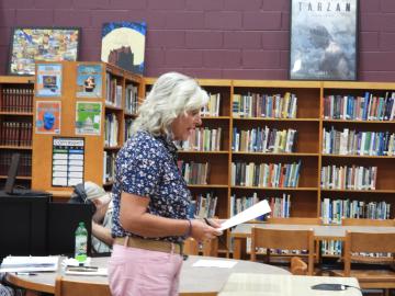 Dr. Childress addresses the Union County Board of Education and shares the achievements of TNVA outstanding students.