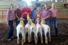 Union County group-of-five at the Eastern Region Sheep Expo - L to R: Summer Beeler, Jeremiah Tindell, James Smith, Jonathon Tindell, Gracie Tindell, Caden Walker, and Savannah Jones