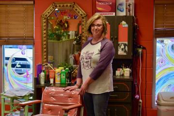 Janet Holloway at her station at Janet's Hair Salon