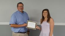 Picture of Mayor Gary Chandler awards the Plainview Scholarship for Academic Achievement to Skylar Bates